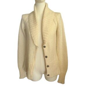 Vintage Gap Mohair Blend Ivory Shawl Collar Long Sleeve Cardigan Women's M